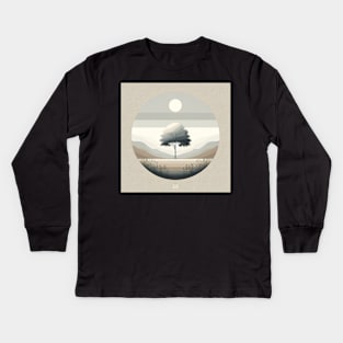 Solitary Sentinel: A Moment in Monochrome Kids Long Sleeve T-Shirt